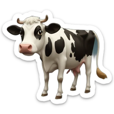 a cow in the middle of a tornado sticker