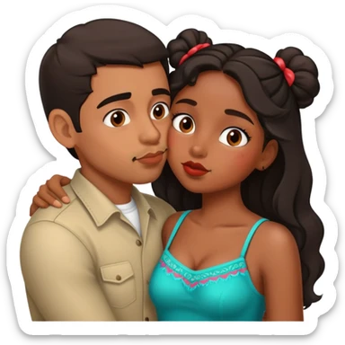 mexican man kissing a cute black girl sticker