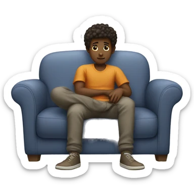 boy relaxing on couch sticker