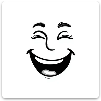 hand-drawn laughing face sticker