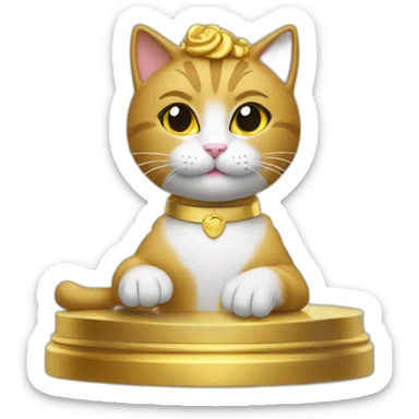 cat secretary sitting on top of the gold cloud sticker