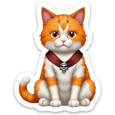 cat full body sitting with a pirate eye patch, one eye closed sticker