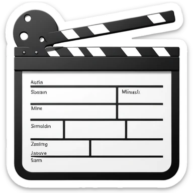ultimate minimalist film slate, just two or three lines total, abstract geometric symbol sticker