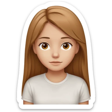 Fille brune clair raie au milieu cheveux long et yeux marron et peau beige cheveux lisse pas de4iere les oreilles  sticker