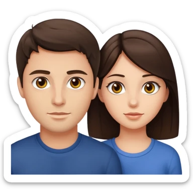Brunette guy with hazel eyes and brunette girl with hazel eyes together  sticker