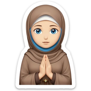 Turkish beautiful finish Konya girl blue eyes with hijab and brown stone dress it prays sticker