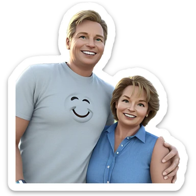 smiling boys in sunny sky sticker