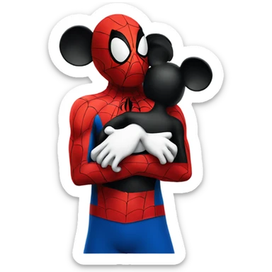  Spider-man hugging with mickey mouse sticker