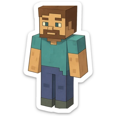 ghibli style Minecraft Steve character sticker