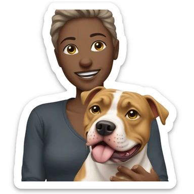 Pitbul dog with owner  sticker