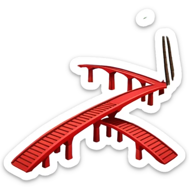 advanced modern island with advanced infrastructure, parks, contemporary architecture, beaches with palm trees, and with a red bridge on one side sticker