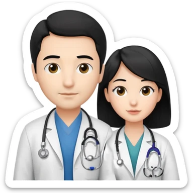 doctor black hair attending to a patient sticker