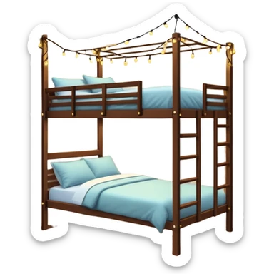 loft bed with string fairy lights hanging underneath sticker