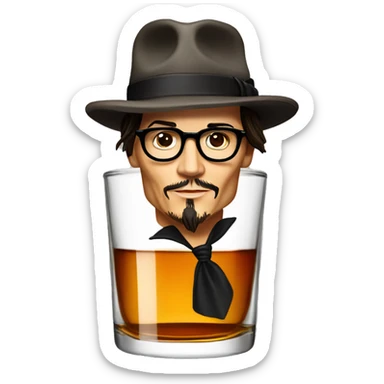 Johnny Depp drink glass of whiskey sticker