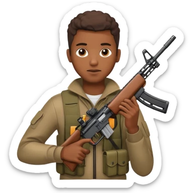 Fais moi un jeune afro américain qui tient une AR15 sticker
