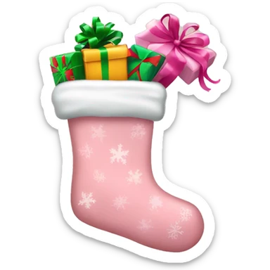 Light pink christmas stocking with presents inside sticker