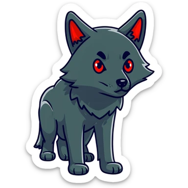 surprised shocked black wolf with red eyes sticker