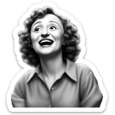 black and white emoji, in clasic emoji style, EDITH PIAF young, actres sticker