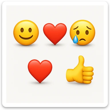 make four emojis on white background with good amount of shadow  sticker