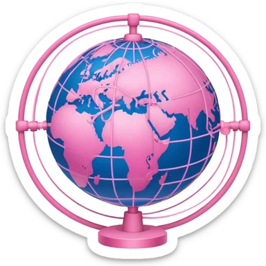globe surrounded by pink and light pink network connections sticker
