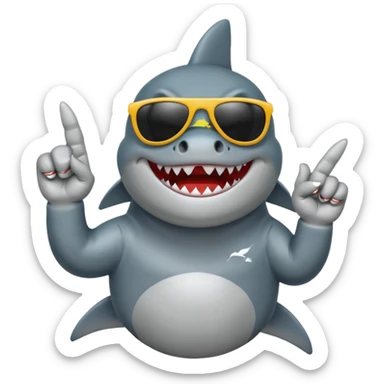 Shark with sunglasses and a middle finger sticker