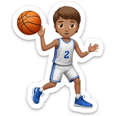 Brown hair boy playing basketball sticker