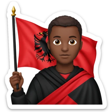 Black man holding albania flag sticker