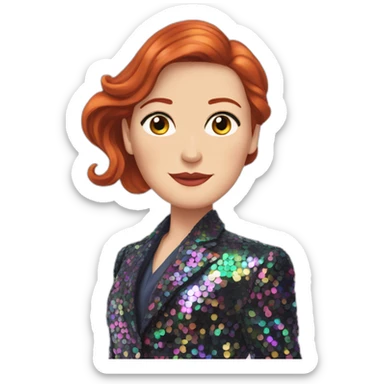 Audrey fleurot smooth long hair with multicolored sequined suit sticker