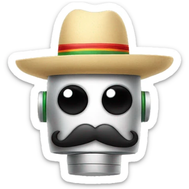 robot with mexican mustache and a mexican hat sticker