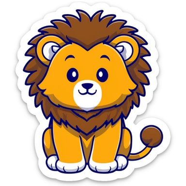 baby lion with fluffy mane sticker