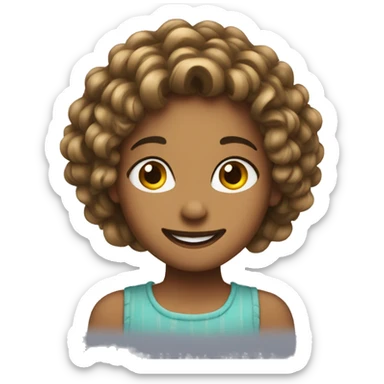 GIRL HAPPY CURELY HAIR sticker