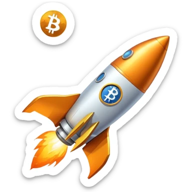 Rocket with Bitcoin logo going to the moon sticker