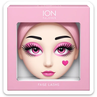 ioni false lashes in a box packaging pink sticker