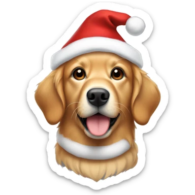 Red golden retriever wearing Santa hat sticker