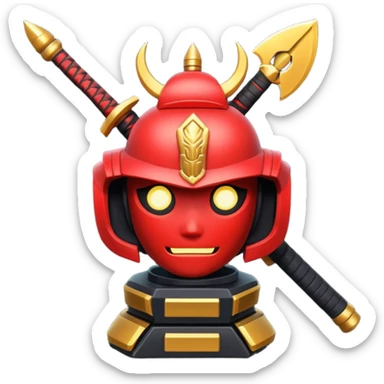 samurai themed space miner tool icon, futuristic mining tool inspired by katana, Japanese armor details, red black gold color palette, glowing energy accents, 3D cartoon, mobile game icon style, clean background, soft shadow, no text, no watermark

 sticker