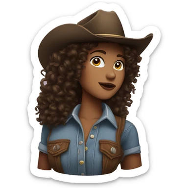 Curly haired brunette cowgirl  sticker