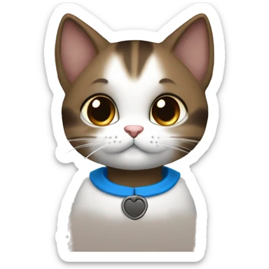 Кошка черно-белая с девушкой с коричневыми волосами sticker