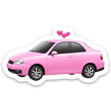 Pink car with hearts sticker