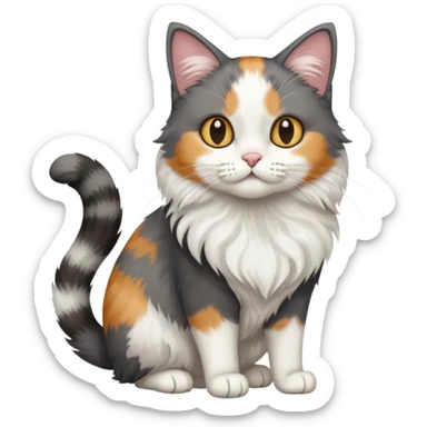 full body half dark grey and half white cat with white front legs sticker