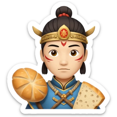 chinese ancient warrior with bread sticker