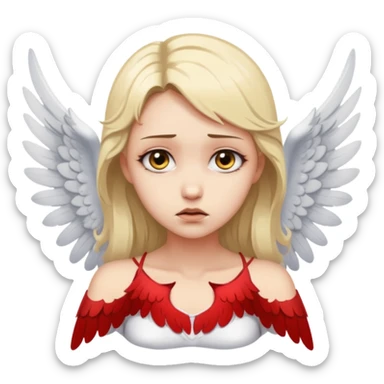 Female angel with torn wings, exposed collarbones, sorrow and lust intertwined sticker