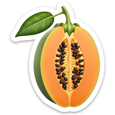 A simple 3D color illustration of a single papaya fruit with realistic shading and texture, on a pure white background.

 sticker