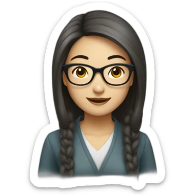 00 Chinese oh, lady wear glasses was very happy sticker