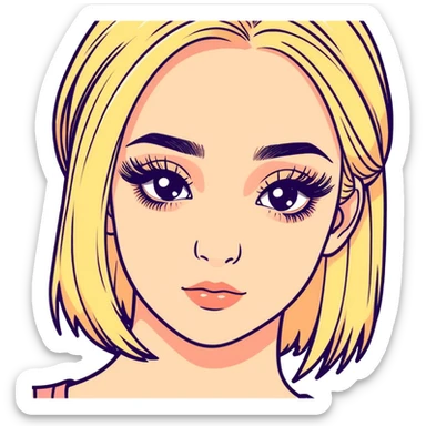Blonde  girl with fake lashes sticker