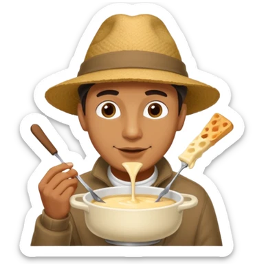 man eating fondue sticker