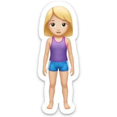 Child swimmer girl standing  only shorts sticker