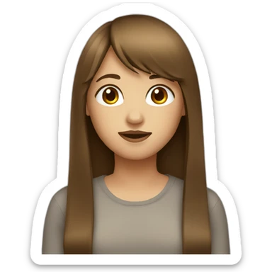 girl with brown straight long hair and bangs sticker
