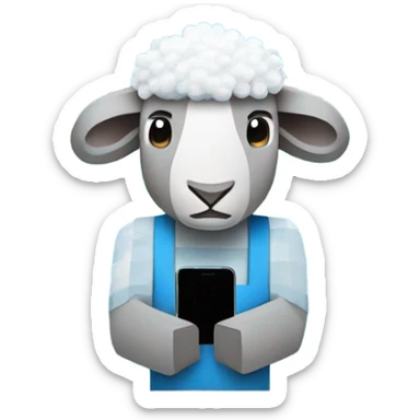 ligth blue minecraft sheep with iphone 16 pro max sticker