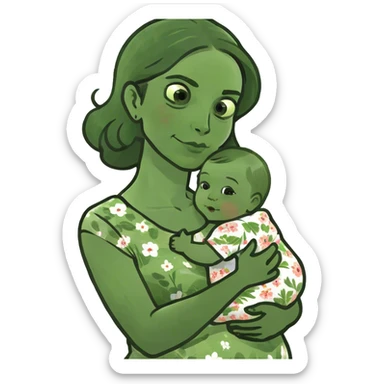 Mom throwing baby in a garbage bin sticker
