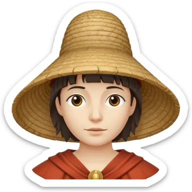 ancient roman conical hat, white, half body sticker